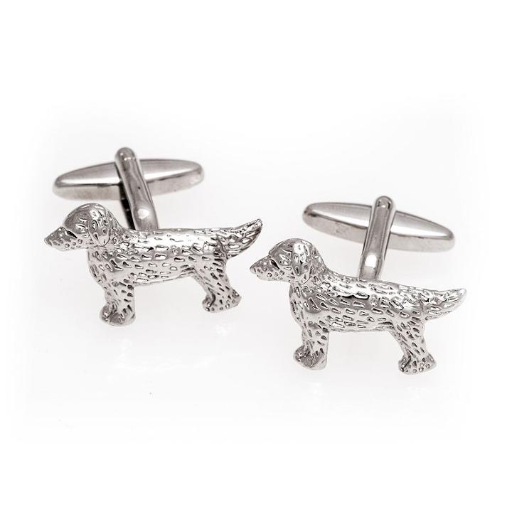 Rhodium-plated Dog Cuff Links, Men's, Silver
