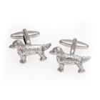 Rhodium-plated Dog Cuff Links, Men's, Silver