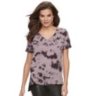 Women's Rock & Republic&reg; V-neck Boyfriend Tee, Size: Xs, Drk Purple