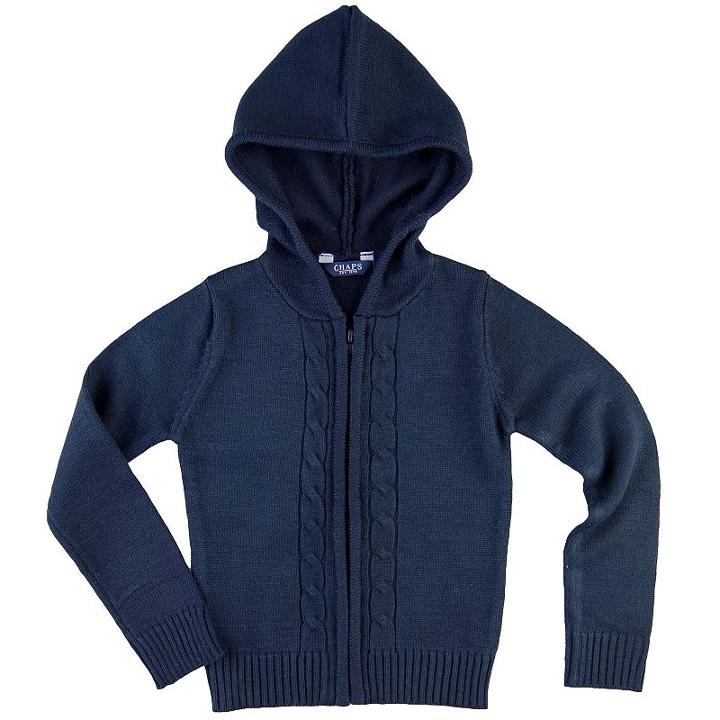 Girls 4-6x Chaps Hooded Cable-knit School Uniform Cardigan, Size: Medium, Blue (navy)