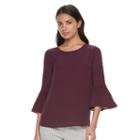 Women's Elle&trade; Ruffle Bell-sleeve Top, Size: Large, Red