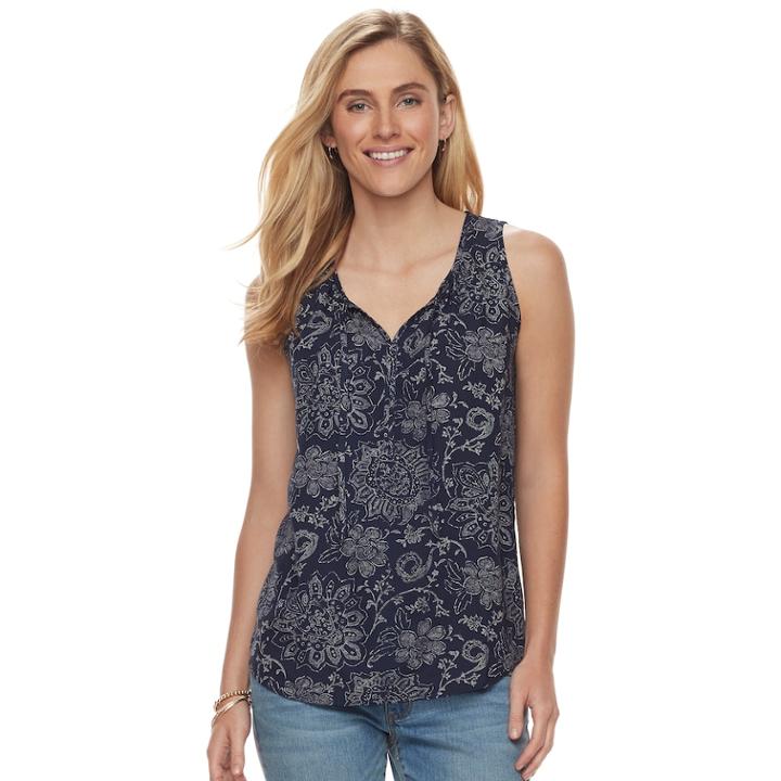 Women's Sonoma Goods For Life&trade; Print Challis Tank, Size: Small, Dark Blue