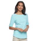 Women's Croft & Barrow&reg; Printed Slubbed Tee, Size: Small, Turquoise/blue (turq/aqua)