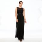 Women's Chaps Georgette Empire Evening Gown, Size: 6, Black