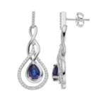 Sterling Silver Lab-created Sapphire & White Zircon Teardrop Earrings, Women's, Blue