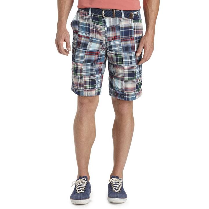 Men's Izod Madras Patchwork Shorts, Size: 36, Dark Blue