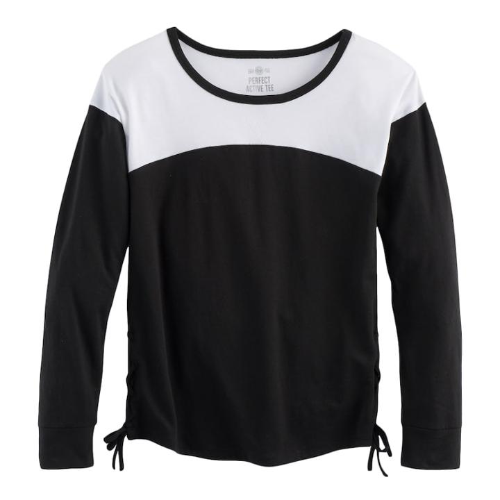 Girls 7-16 So&reg; Side-lace Drop Shoulder Tee, Size: 16, Black