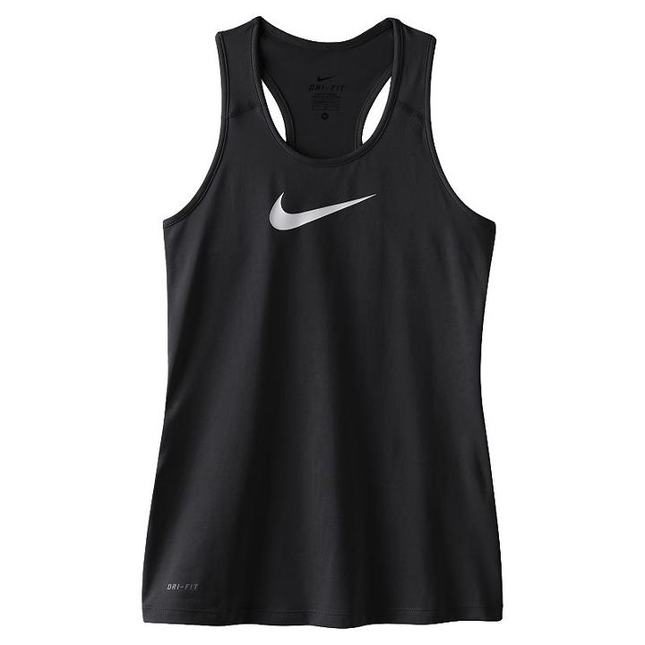 Girls' 7-16 Nike Dri-fit Logo Base Layer Racerback Tank Top, Girl's, Size: Large, Grey (charcoal)