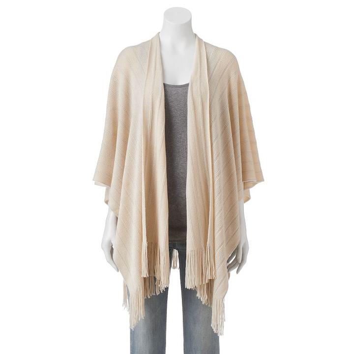 Sonoma Goods For Life&trade; Metallic Stripe Fringed Ruana, Natural