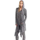 Women's Cuddl Duds Softwear Hooded Wrap Cardigan, Size: Large, Silver