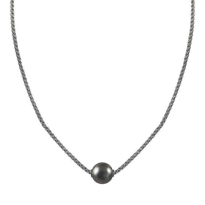 Sterling Silver Tahitian Cultured Pearl Necklace, Women's, Black