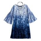 Girls 7-16 My Michelle Velvet Dip-dye Dress With Choker Necklace, Size: 16, Med Blue