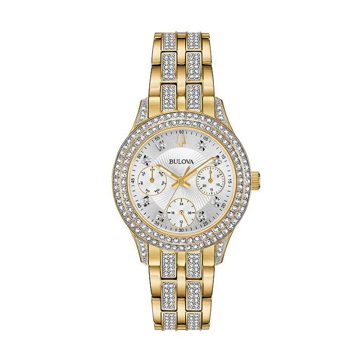 Bulova Women's Crystal Stainless Steel Watch - 98n112, Size: Medium, Yellow