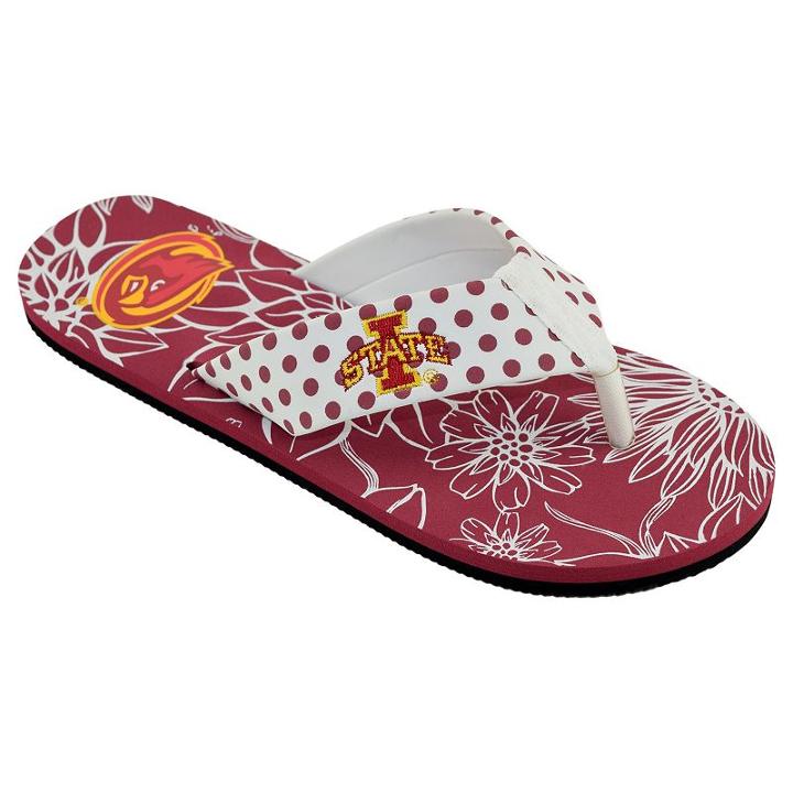 Women's College Edition Iowa State Cyclones Floral Polka-dot Flip-flops, Size: Small, White