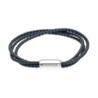 Men's Stainless Steel Magnetic Lock Leather Bracelet, Size: 9, Blue