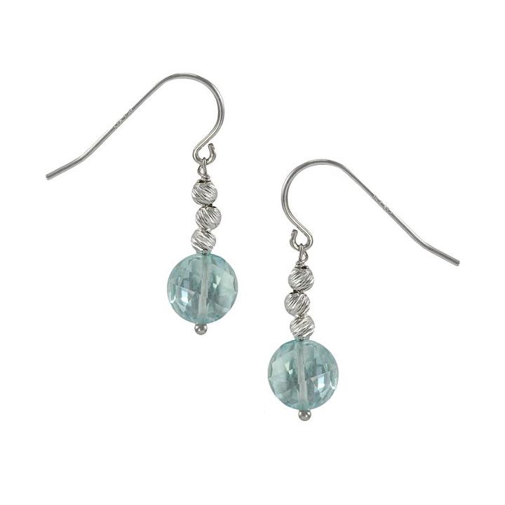 Sterling Silver Blue Topaz Bead Drop Earrings, Women's