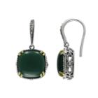 Lavish By Tjm 14k Gold Over Silver And Sterling Silver Agate Drop Earrings - Made With Swarovski Marcasite, Women's, Green