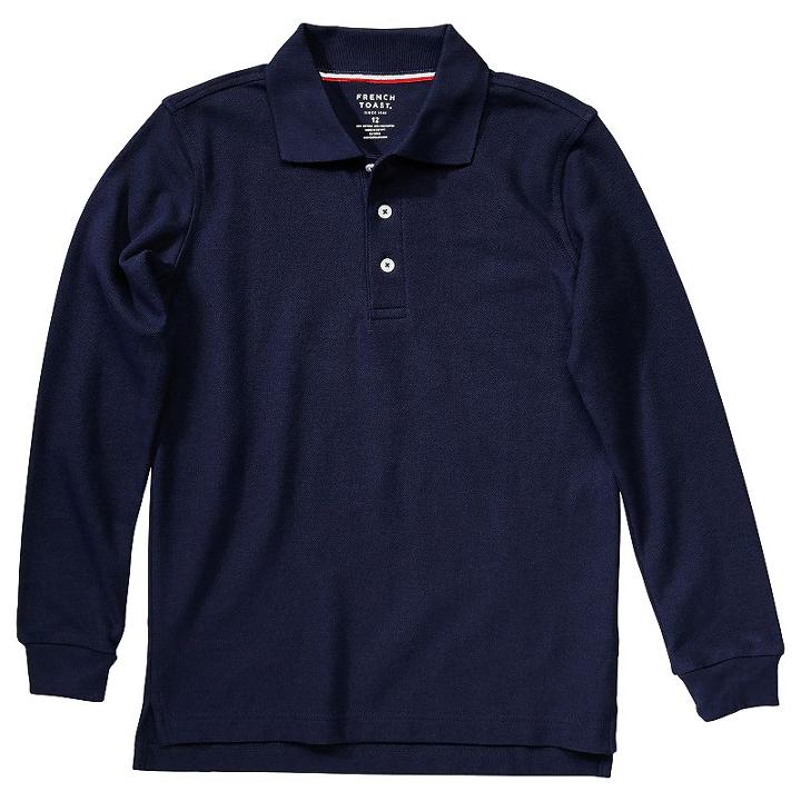 Boys 4-20 French Toast School Uniform Long-sleeve Pique Polo, Boy's, Size: 14-16, Blue (navy)