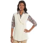 Women's Chaps Textured Sweater Vest, Size: Small, White