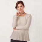 Women's Lc Lauren Conrad Pleated Mock-layer Top, Size: Medium, Purple