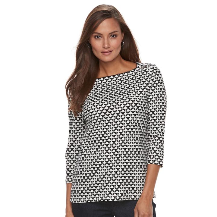 Women's Croft & Barrow&reg; Button-shoulder Top, Size: Xs, Natural