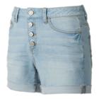 Juniors' Mudd&reg; Flx Stretch High-rise 4-button Midi Jean Shorts, Girl's, Size: 11, Light Blue