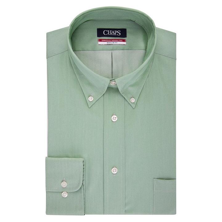Big & Tall Chaps Regular-fit Herringbone Wrinkle-free Dress Shirt, Men's, Size: 16.5 35/6t, Med Green