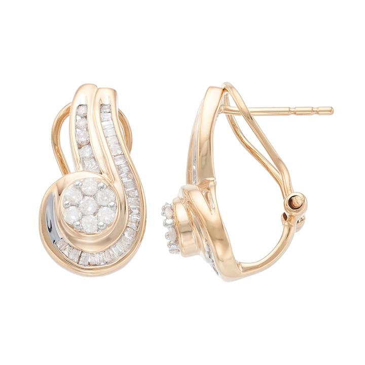 10k Gold 1/2 Carat T.w. Diamond Swirling Drop Earrings, Women's, White