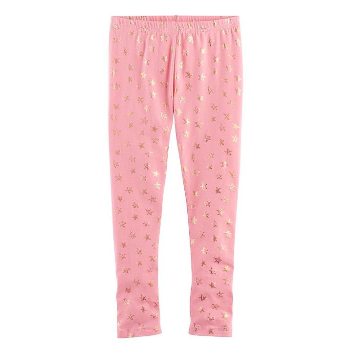 Girls 4-10 Jumping Beans&reg; Long Embellished Leggings, Size: 6, Med Pink