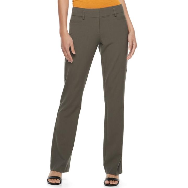 Juniors' Candie's&reg; Audrey Mid-rise Slimming Bootcut Pants, Teens, Size: 1, Dark Green