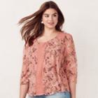 Plus Size Lc Lauren Conrad Swiss Dot Pintuck Top, Women's, Size: 1xl, Light Pink