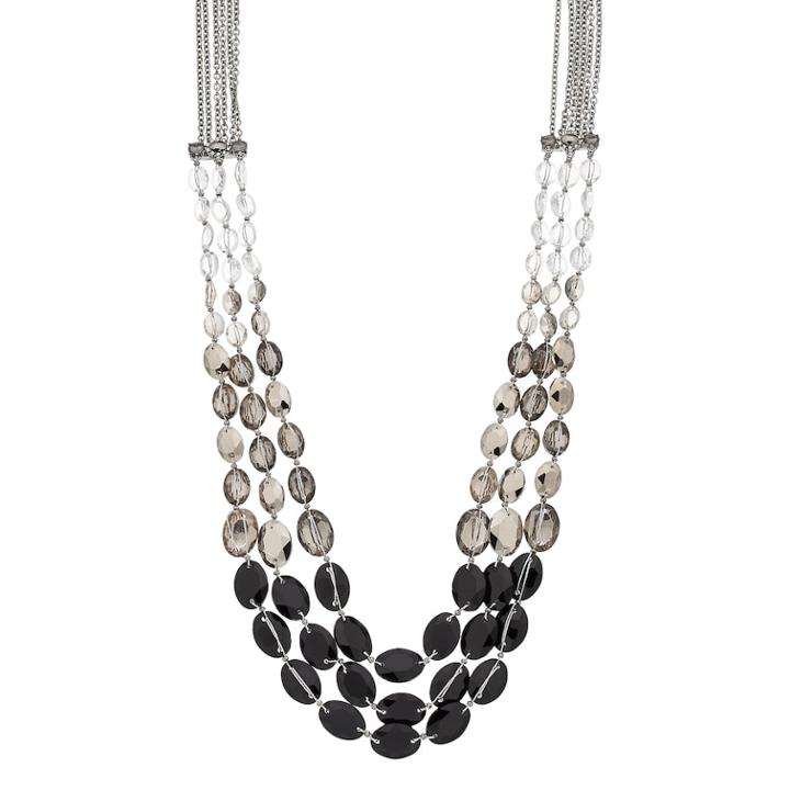 Simply Vera Vera Wang Long Beaded Ombre Multi Strand Necklace, Women's, Black