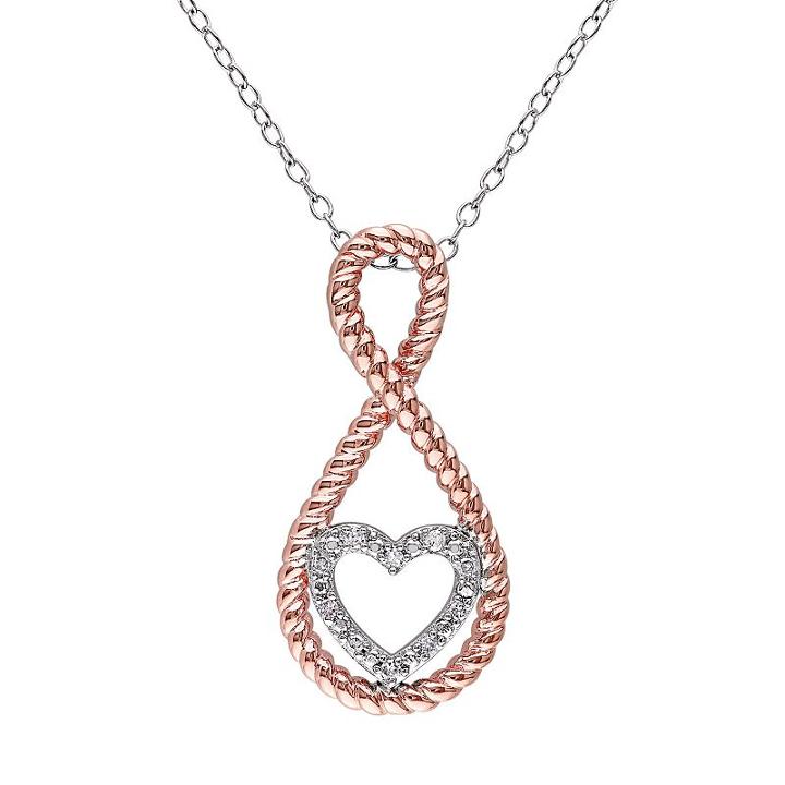 Diamond Accent Sterling Silver Two Tone Infinity Heart Pendant Necklace, Women's, Size: 18, White