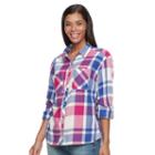 Women's Columbia Wildscape Flannel Plaid Roll-tab Shirt, Size: Xl, Light Pink