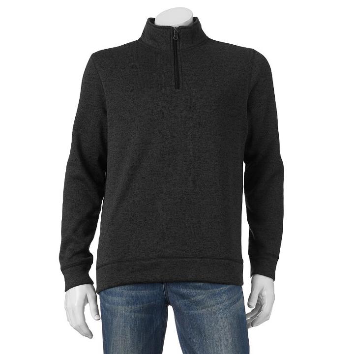 Big & Tall Croft & Barrow&reg; Marl Quarter-zip Sweater Fleece, Men's, Size: Xxl Tall, Black