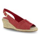 Easy Street Kindly Women's Espadrille Wedge Sandals, Size: 7 Wide, Red