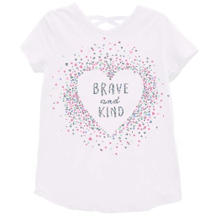 Girls 4-10 Jumping Beans&reg; Brave & Kind Glitter Graphic Tee, Size: 4, White