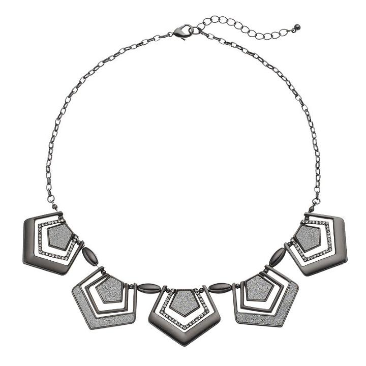 Apt. 9&reg; Glittery Geometric Statement Necklace, Women's, Black
