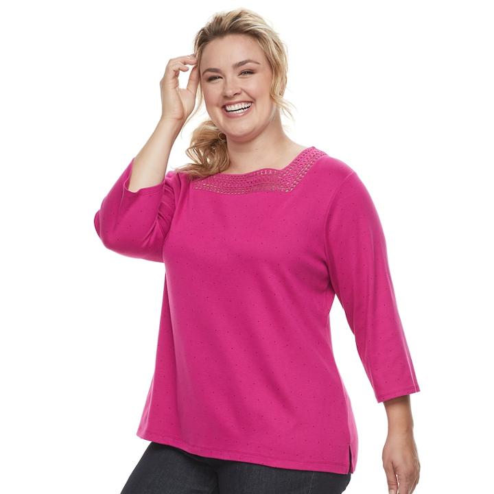 Plus Size Croft & Barrow&reg; Crochet Top, Women's, Size: 2xl, Med Pink