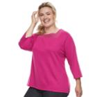 Plus Size Croft & Barrow&reg; Crochet Top, Women's, Size: 2xl, Med Pink