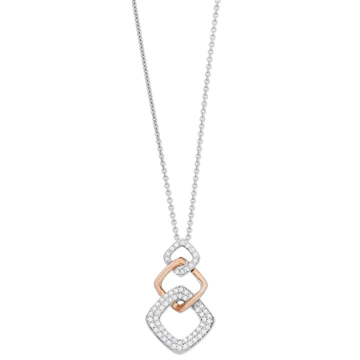 Simply Vera Vera Wang 14k Rose Gold & Sterling Silver 1/4 Carat T.w. Diamond Graduated Pendant, Women's, Size: 18, White