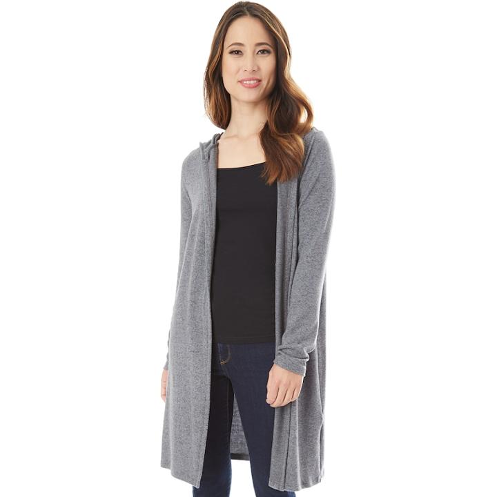 Juniors' Iz Byer Hooded Duster Cardigan, Teens, Size: Xl, Dark Grey