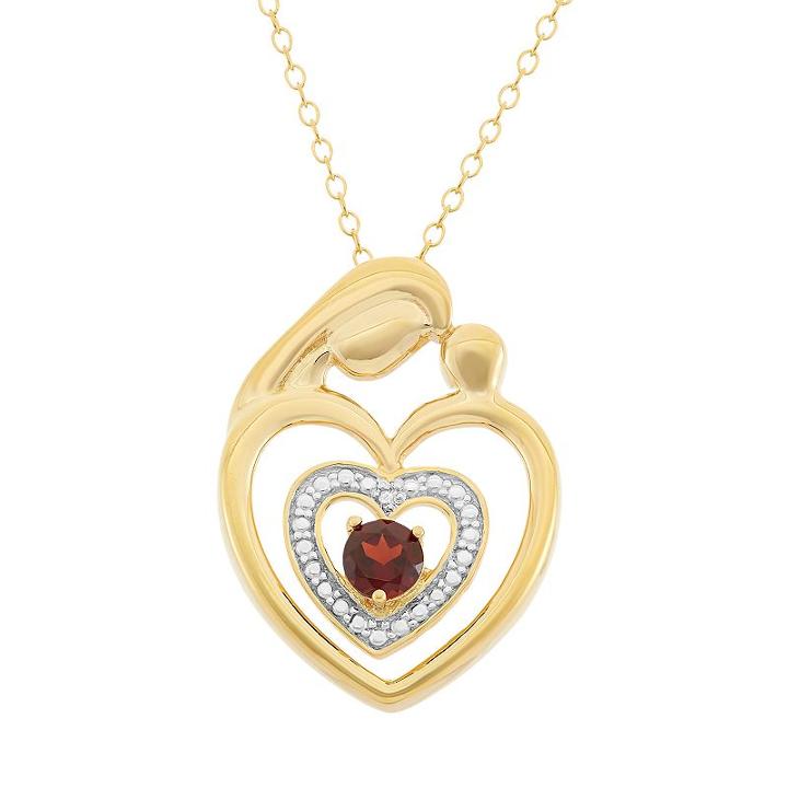 Garnet 18k Gold Over Silver Motherly Love Pendant Necklace, Women's, Size: 18, Red