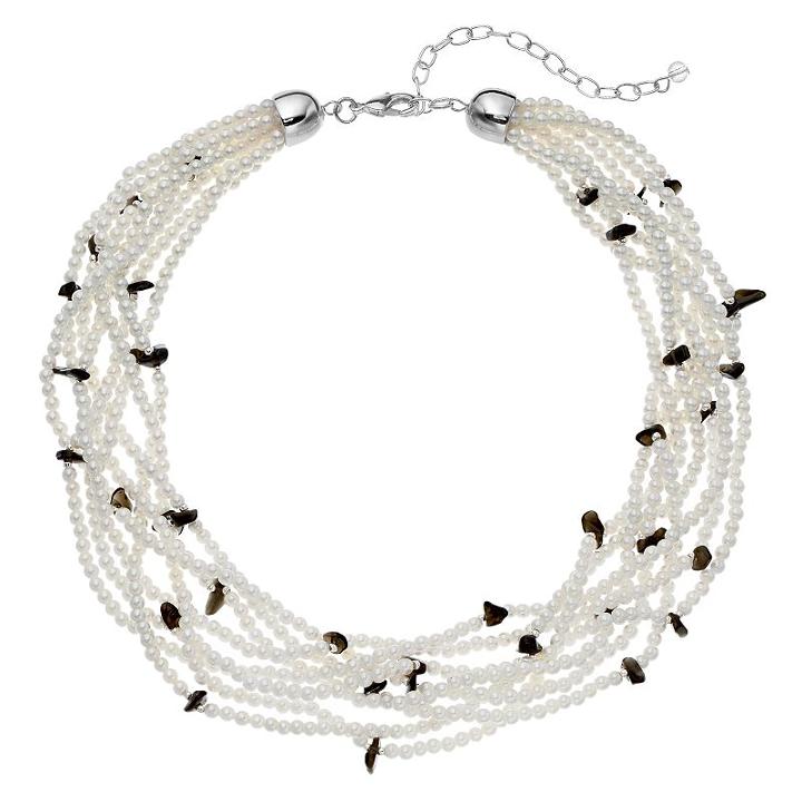 Napier Simulated Pearl & Oblong Bead Chunky Necklace, Women's, White