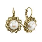 1928 Simulated Pearl Round Drop Earrings, Women's, White