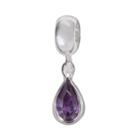 Individuality Beads Sterling Silver Cubic Zirconia Teardrop Charm, Women's, Purple