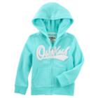 Girls 4-12 Oshkosh B'gosh&reg; Logo Zipper Hoodie, Size: 12, Turquoise/blue (turq/aqua)