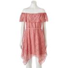 Juniors' Lily Rose Off The Shoulder Lace Dress, Girl's, Size: Large, Med Pink