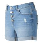 Juniors' Mudd&reg; Flx Stretch High-rise 4-button Midi Jean Shorts, Girl's, Size: 9, Med Blue