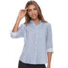 Petite Apt. 9&reg; Roll-tab Button-down Shirt, Women's, Size: M Petite, Med Blue